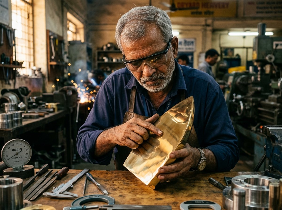 Master Engineer Inspecting 100% Brass Base Iron Soleplate